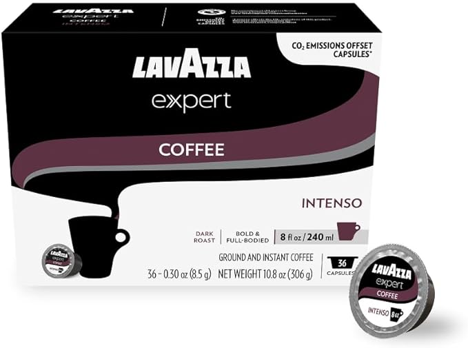 Lavazza Expert Intenso Coffee Capsules, Dark Roast, Arabica and Robusta Blend, Compatible with Lavazza Classy Plus Machine (36 Capsules)