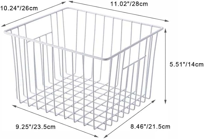 SANNO 11“ Freezer Baskets Storage Organizers, Farmhouse Organizer Bins for Cabinets, Pantry, Closets, Bedrooms