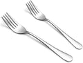 SANTUO Stainless Steel Forks Set, 6PCS 7.3" Salad Forks and 6PCS 6.7" Dessert Forks, Set of 12 Top Food Grade Silverware Forks, Mirror Polished & Dishwasher Safe