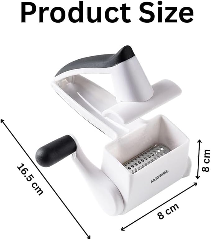 Rotary Cheese Grater with 3 Stainless Steel Drums – Manual Hand Crank Parmesan Grater for Cheese, Nuts, Chocolate & Vegetables – Deluxe Kitchen Tool Set with 3 Peelers and Cleaning Brush