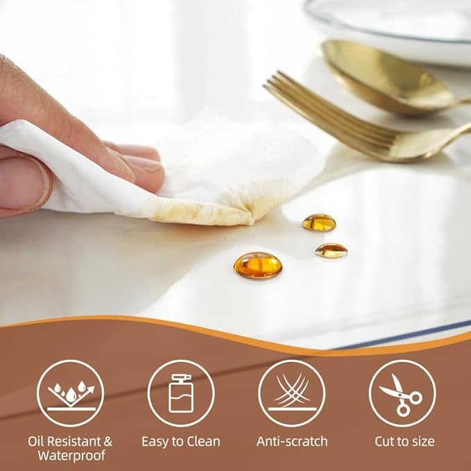 Warmstar Clear Table Cover Protector 30 x 30 Inch,1.5mm Thick Plastic Table Cover Rectangle,PVC Clear Table Protector,Desk Protector Mat for Kitchen, Dresser, Writing Desk，Dining Room Table