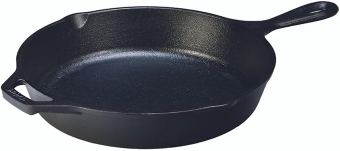 Lodge 12 Inch Cast Iron Pre-Seasoned Skillet – Signature Teardrop Handle - Use in the Oven, on the Stove, on the Grill, or Over a Campfire - Black