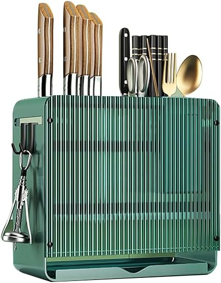 Knife Holder Organizer Stainless Steel Rack This multifunctional kitchen storage rack with Utensil (Green) version:No cutting board rack