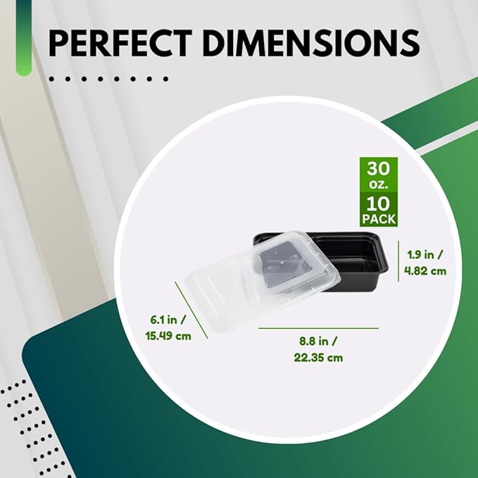 Green Direct Lunch Box Sets/Large Food Container with Lid / 2 Compartment Bento Box, Microwaveable, Freezer & Dishwasher Safe, Leak Proof, 10 Pack