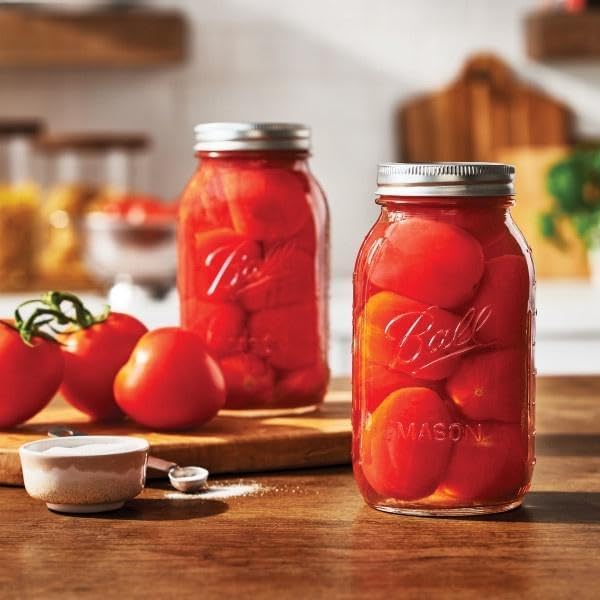 Ball Regular Mouth Glass Mason Jars with Lids and Bands, Used for Canning (Quart, 32 Ounce (Pack of 6))