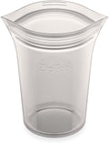 Zip Top Reusable Food Storage Bags | Small Cup [Gray] | Silicone Meal Prep Container | Microwave, Dishwasher and Freezer Safe | Made in the USA