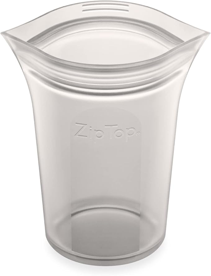 Zip Top Reusable Food Storage Bags | Small Cup [Gray] | Silicone Meal Prep Container | Microwave, Dishwasher and Freezer Safe | Made in the USA