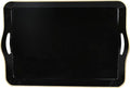 Spsyrine Large Black Serving Tray with Handles, Plastic Decorative Tray for Coffee Table, Ottoman, Bathroom, Home Decor 17.3"*11.8"*2"