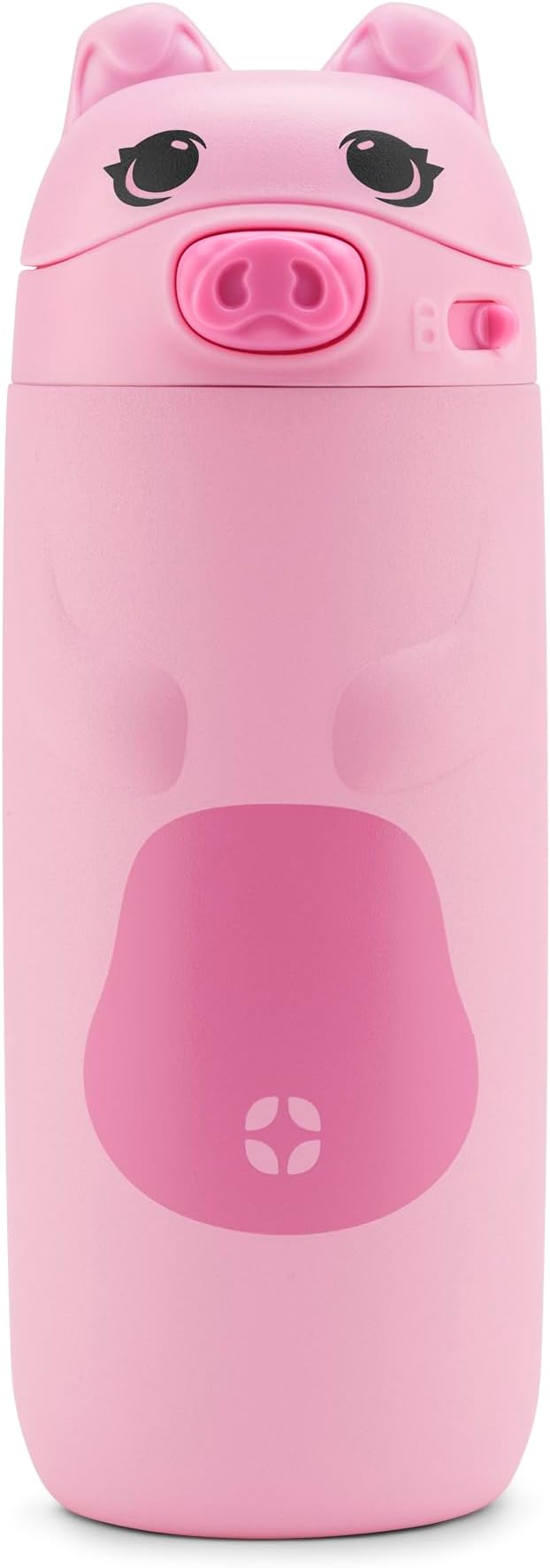 Ello Ellies 12oz Vacuum Insulated Stainless Steel Kids Water Bottle with Straw and Built-in Carrying Handle and Leak-Proof Locking Lid for School Backpack, Lunchbox and Outdoor Sports, Pig
