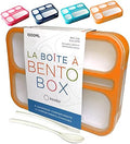 Bento Lunch Box for Kids, Boys, Girls, Adults, 6 Compartment Lunch-Boxes, Leakproof School Snack or Meal Portion Container, Utensils, BPA-Free, Orange