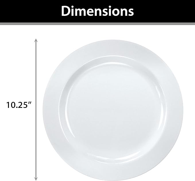 Lillian Tablesettings Premium Quality 10.25 inch Heavyweight Plastic Plates China Like, Wedding and Party Dinnerware Plastic Plates White Pearl - Value Pack 240 Count