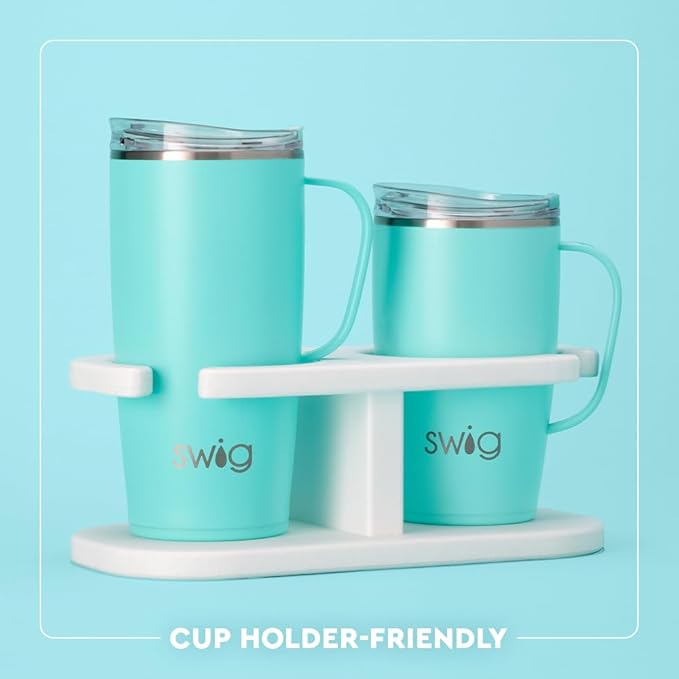 Swig Life 18oz Travel Mug, Insulated Tumbler with Handle and Lid, Travel Coffee Mug, Cup Holder Friendly, Stainless Steel 18 oz Tumbler, Reusable Insulated with Lid (Candy Crush)
