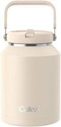 64oz Insulated Water Bottle, Stainless Steel Water Bottles with Flip Straw and Top Handle, Leak Proof, Iced for 34 Hours, 64 oz Tumbler