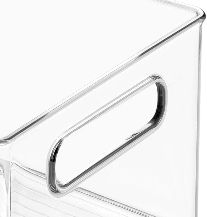 mDesign Plastic Deep Bin Organizer Caddy Container w/ Handles for Nursery, Kitchen, Pantry, Bathroom, Cabinet Storage Organization - Holds Snacks, Bottles, Baby Food Jar, Diaper - 14" Long -Clear