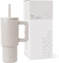 Simple Modern Kids 24 oz Tumbler with Handle and Silicone Straw Lid Spill Proof and Leak Resistant Reusable Stainless Steel Bottle Gift for Kids Boys Girls Trek Collection Almond Birch (Pack of 12)