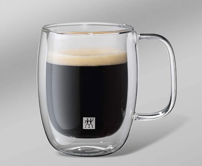 ZWILLING 39500-111 Double Wall Glass Espresso Tumbler, Set of 2, 4.9 fl oz (140 ml), Insulated, Cold and Heat Retention, Double-Wall Construction, Espresso, Demitas Mug, Cup, Microwave Safe