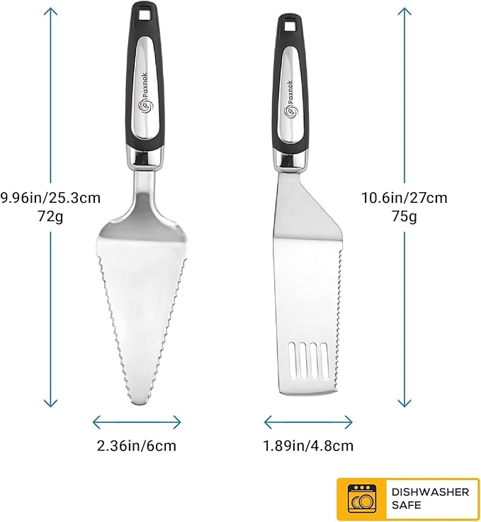 Pie Server Spatula and Cake Slicer Set with Luxury Gift Box, Black Stainless Steel Set - Kitchen Essentials for Cutting & Serving Desserts, Lasagna-Great for Anniversary, Christmas Spatula pie gadgets
