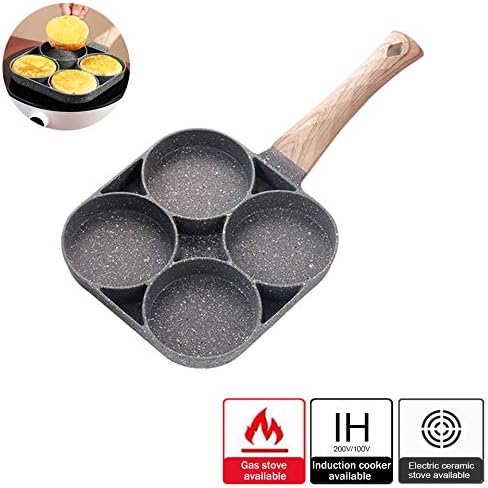 4 Egg Frying Pan,Pancake Omelette Pan,Cooker Pans 4-Cups Non-stick Cookware Aluminium Alloy Fried Divided Egg Cooker, Burger Pan for Breakfast,Pancake,Poached Egg1