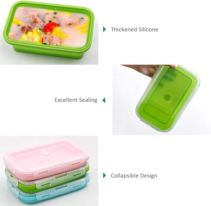 Alimat PluS 16.9oz Small Silicone Food Storage Containers with Lids, 3 Pack Set 500ml Collapsible Meal Prep Lunch Containers, Microwave, Freezer and Dishwasher Safe