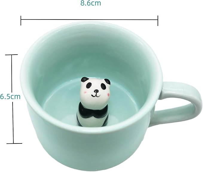 ZaH 3D Mug Animal Inside Cup Cartoon Ceramics Figurine Teacup for Boys Girls Kids Women Men Coffee Mug (8 oz Panda)