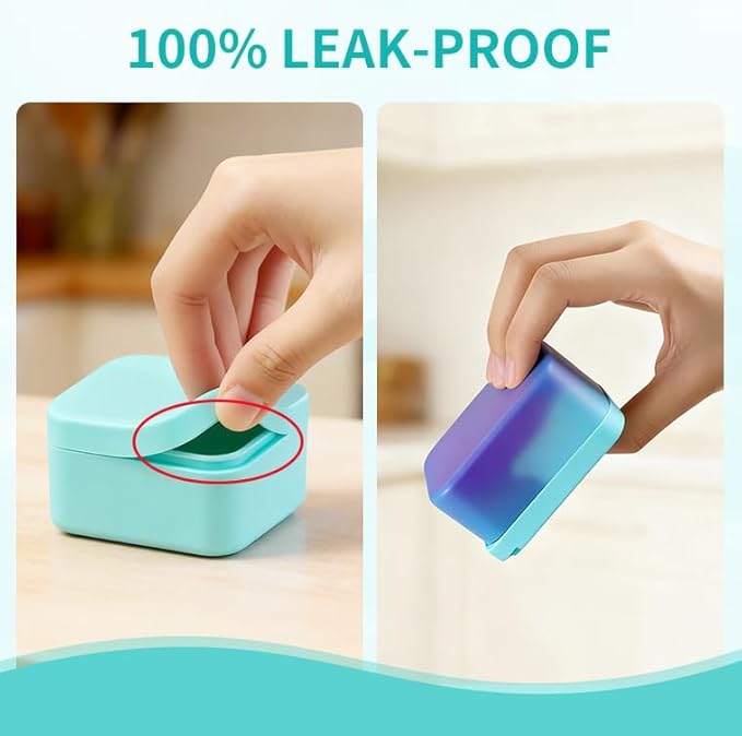 Silicone Inserts Compatible with Bentgo Box Accessories,Salad Containers Compatible with Bentgo Kids Lunch Box Inserts,Leak-Proof and Reusable Condiment Cups with Lids,Grey&Green,2Packs