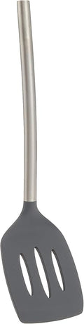 Tovolo Silicone Slotted Turner with Stainless Steel Handle (Charcoal) - Kitchen Utensil & Gadget Essential for Non-Stick Cookware, Apartment, & New Home / Scratch-Resistant, BPA-Free, Dishwasher-Safe