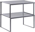 NEX Kitchen Shelf Organizer for Cabinet Counter Cupboard Pantry, Stackable & Expandable, Silver