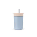 Owala Kids Insulation Stainless Steel Tumbler with Spill Resistant Flexible Straw, Easy to Clean, Kids Water Bottle, Great for Travel, Dishwasher Safe, 12 Oz, Tan and Blue (Seas the Day)