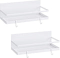 Thipoten Magnetic Spice Rack, Strong Magnetic Shelf with 2 Removable Hooks, Perfect Space Saver for Small Kitchen/Apartment, Awesome Metal Cabinet for Holding Spices, Jars, Salt (White, 2Pack)