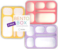 6 Compartment Lunch Boxes. Bento Box Lunchbox Snack Containers for Kids, Boys Girls Adults. School Daycare Meal Planning Portion Control Container. Leakproof BPA-Free. Set of 3, Pink Purple Orange