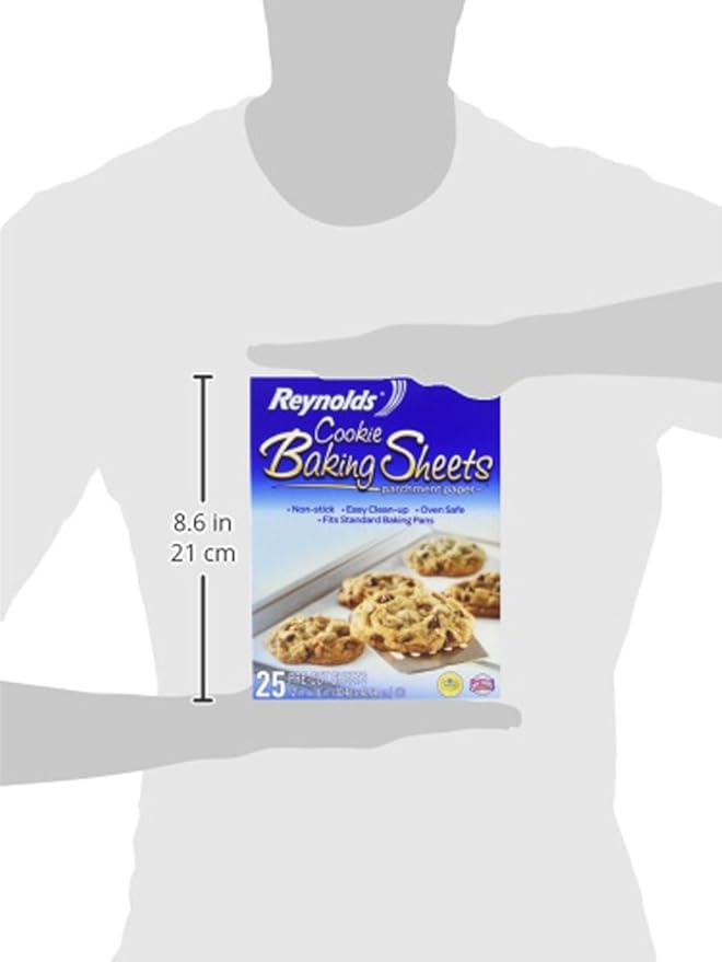 Reynolds Kitchens Cookie Baking Sheets, Pre-Cut Parchment Paper,25 Count, 100 Total Sheets (Pack of 24)