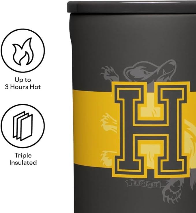 Corkcicle Harry Potter Coffee Mug - Stainless Steel Insulated Cup With Lid For Tea & Coffee - Non-Slip Silicone Base - Durable Travel Mug - Dishwasher Safe - BPA Free - Easy Grip - 16 oz - Hufflepuff