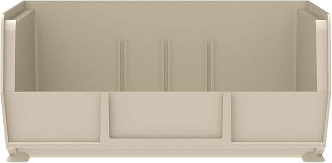 Akro-Mils 30235 AkroBins Plastic Storage Bins, Space-Saving Stackable Bins for Garage, Pantry, Craft Organization, 11" x 11" x 5", Stone, 6-Pack