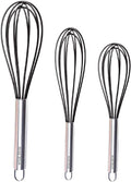 Silicone Whisk Set of 3 - Stainless Steel & Silicone Non-Stick Coating – wisking tool, Whisking, mini whisk, whisks for cooking (12-inch, 10-inch & 8.5-inch), egg whisk