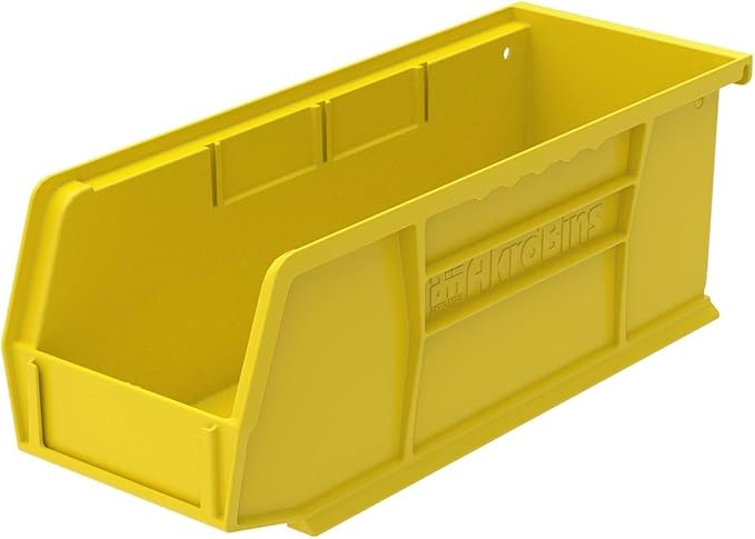 Akro-Mils 30224 AkroBins Plastic Storage Bins, Space-Saving Stackable Bins for Garage, Pantry, Craft Organization, 11" L x 4" W x 4" H, Yellow, 12-Pack