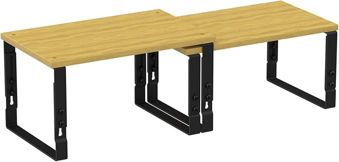 Kitchen Cabinet Organization Shelf，Set of 2 Height Adjustable Storage Racks，Stackable，Expandable，Countertop Shelves Organizer，Pantry Shelving(1PACK/Large/Black)