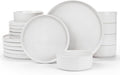 Famiware Nebula Plates and Bowls Sets, 18 Pieces Dinnerware Sets, Dishes Set for 6, White