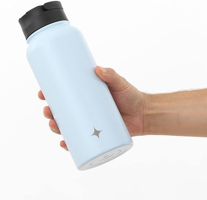 JoyJolt Triple Insulated Water Bottle with Straw Lid AND Flip Lid! 32oz Large Water Bottle, 12 Hour Hot/Cold Vacuum Insulated Stainless Steel Bottle. BPA-Free Leakproof Water Bottles - Thermos Bottle
