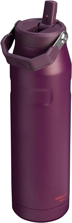 STANLEY IceFlow Flip Straw 2.0 Water Bottle 36 OZ | Built-In Straw with Larger Opening | Lightweight & Leak-Resistant | Insulated Stainless Steel | BPA-Free | Plum
