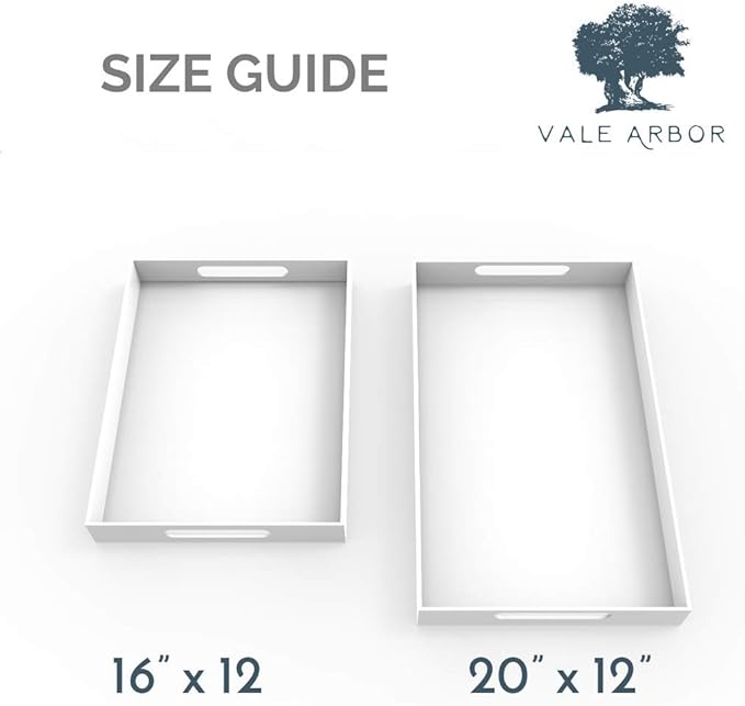 White Acrylic Serving Tray for Vanity, Bathroom, Outdoor, Food and Décor with Handles (Rectangle, Small)
