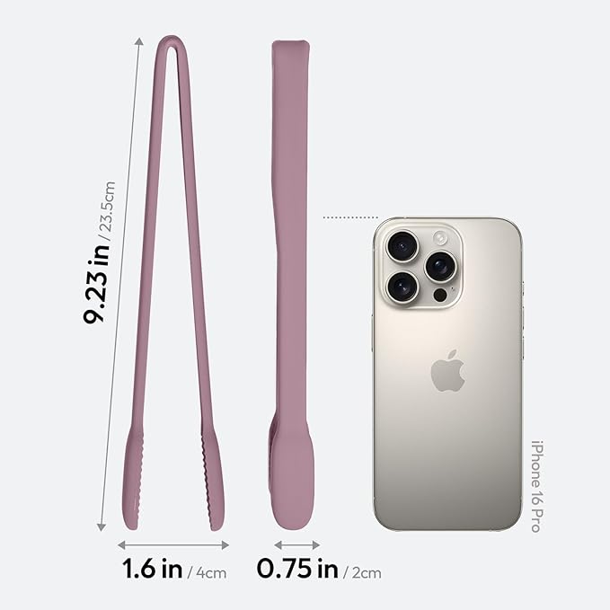 carrotez Silicone Cooking Kitchen Tongs, Anti-Slip,Non-Scratch Serving Tongs 9.25 Inches - Dark Pink