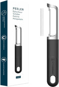 KITCHENDAO Swivel Vegetable Potato Peeler for Kitchen -Durable Japanese 420J2 Stainless Steel Sharp Dual Blade- Built-in Eye Remover, Ergonomic Soft-Touch Handle - Dishwasher Safe-Black