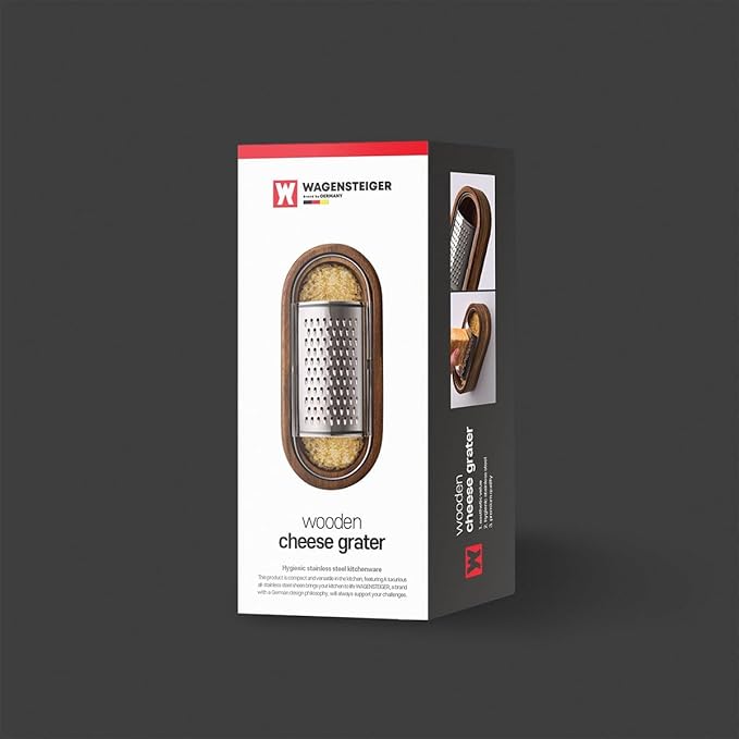 Removable SUS304 Stainless Steel Cheese Grater with Wooden Container, Wooden Shredder, Citrus Zester, Perfect for Presenting Freshly Grated Cheese or Zest