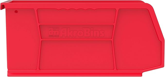 Akro-Mils 30230 AkroBins Plastic Storage Bins, Space-Saving Stackable Bins for Garage, Pantry, Craft Organization, 11-" x 5-" x 5-", Red, 12-Pack