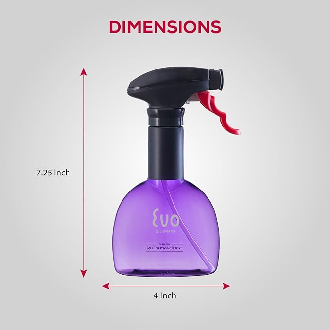 Evo Oil Sprayer Minis, Non-Aerosol for Olive, Cooking Oils, and Vinegars, Purple, 8-Ounce Capacity, Set of 2