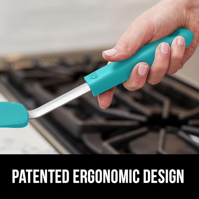 GORILLA GRIP Patented BPA-Free Non-Scratch Spatula, Heat Resistant Flexible Silicone Head for Nonstick Cooking Pans, Soft Rubber Handle, Kitchen Spatulas for Flipping Eggs, Pancakes, 11.6 in Turquoise