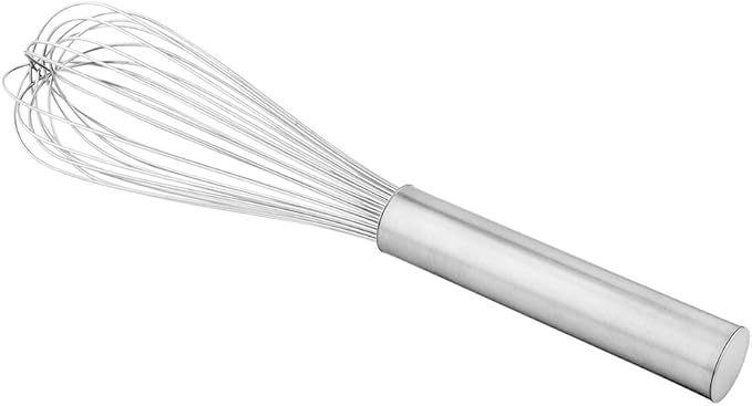 Restaurantware Met Lux 12 Inch x 2.5 Inch Baking Whisk, 1 With Ergonomic Handle Metal Whisk - Dishwasher-Safe, Corrosion-Resistant, Stainless Steel Whisk For Baking, For Whipping, Baking, Or Cooking