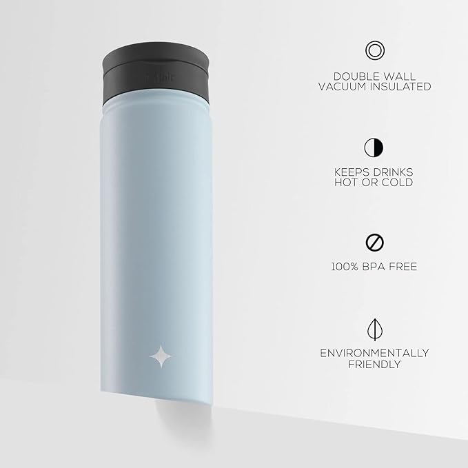 JoyJolt Triple Insulated Water Bottle with Straw Lid AND Flip Lid! 22oz Water Bottle, 12 Hour Hot/Cold Vacuum Insulated Stainless Steel Water Bottle. BPA-Free Leakproof Water Bottles - Thermos Bottle
