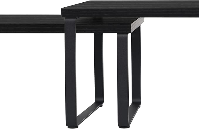 CADUKE Counter Shelf Organizer Set of 2 Kitchen Cabinet Shelves Expandable Countertop Shelves Organizer Wood Cabinet Shelf Black Stackable Storage Rack for Pantry