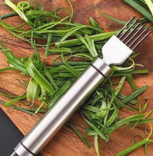 Stainless Steel Green Onion Slicer 2 PCS, Multi-Blade Kitchen Herb Cutter, Professional Scallion Shredding Tool Shred Silk The Knife, Upgrade Stainless Steel Chopped Green Onion Knife Vegetable